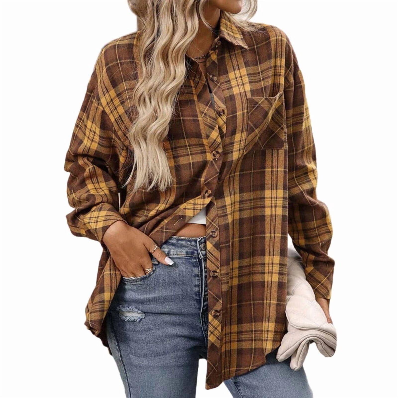Mustard oversized plaid flannel shirt